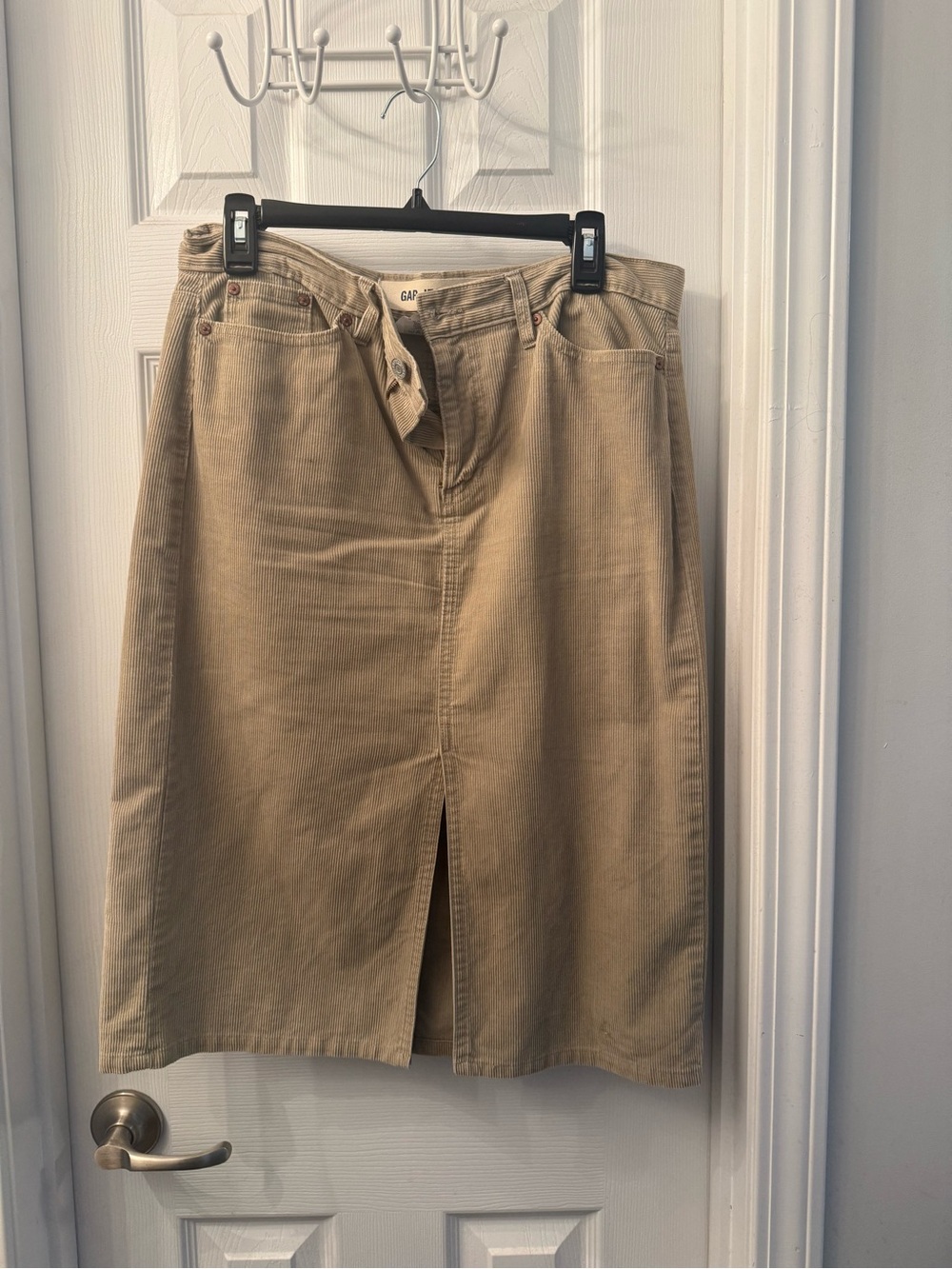 GAP Beige Corduroy Midi Skirt with Front Slit - Picture 1 of 2